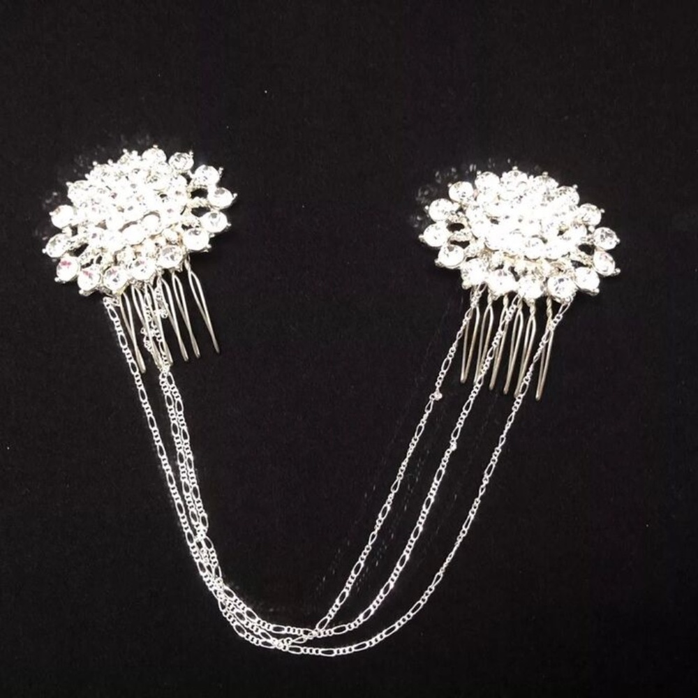 Designer Hair Pin Comb Crystal Rhinestone floral wedding bridal prom Cosplay